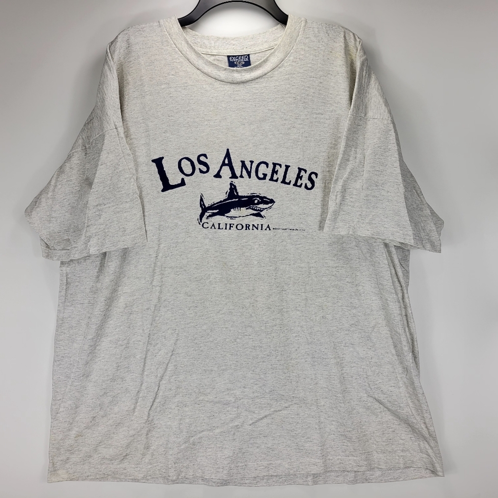 Los Angeles California Great White Shark Vintage Shirt Mens 3XL Gray Ocean Rare